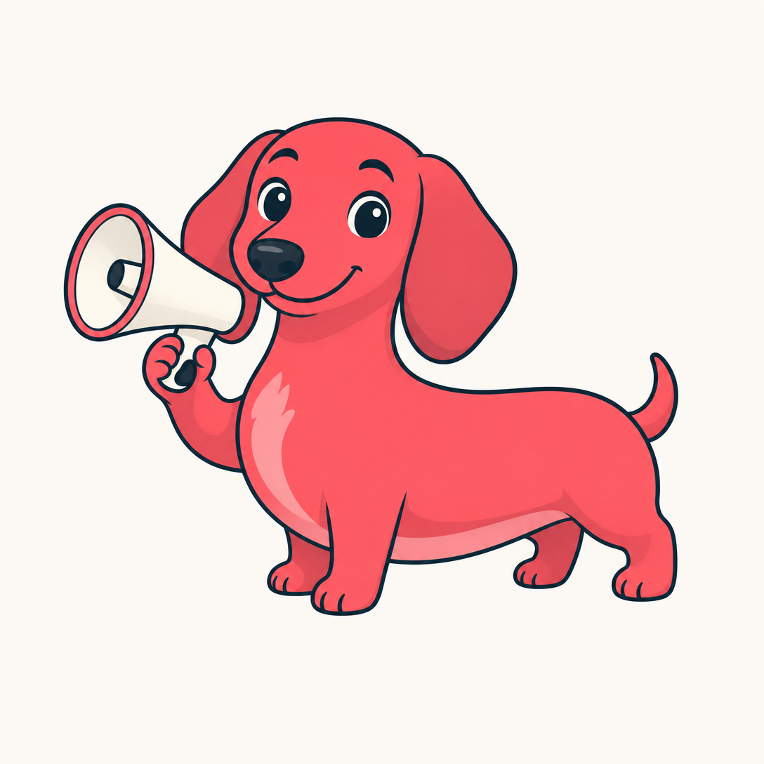 Mary, the red Mary Dash mascot with megaphone